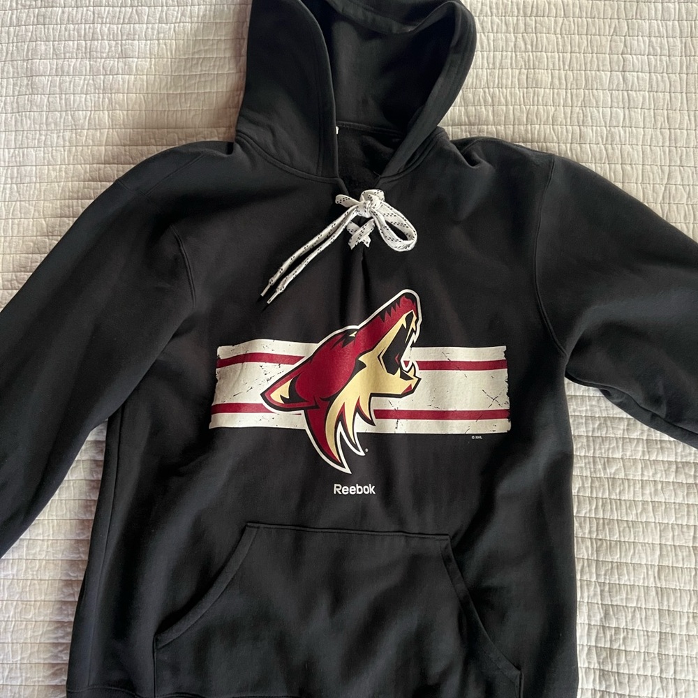 Reebok Black Hoodie with Red and White Accents Arizona Coyotes. Never worn!